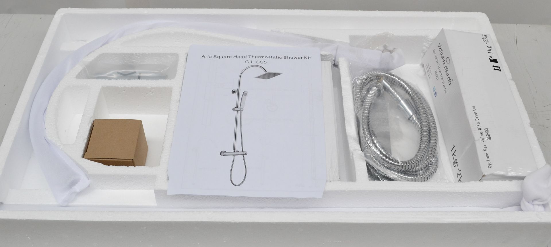 1 x ARIA Square Head Thermostatic Shower Kit - Chrome - CILISS5 - Ref: MBI003 - CL190 - Location: - Image 5 of 12