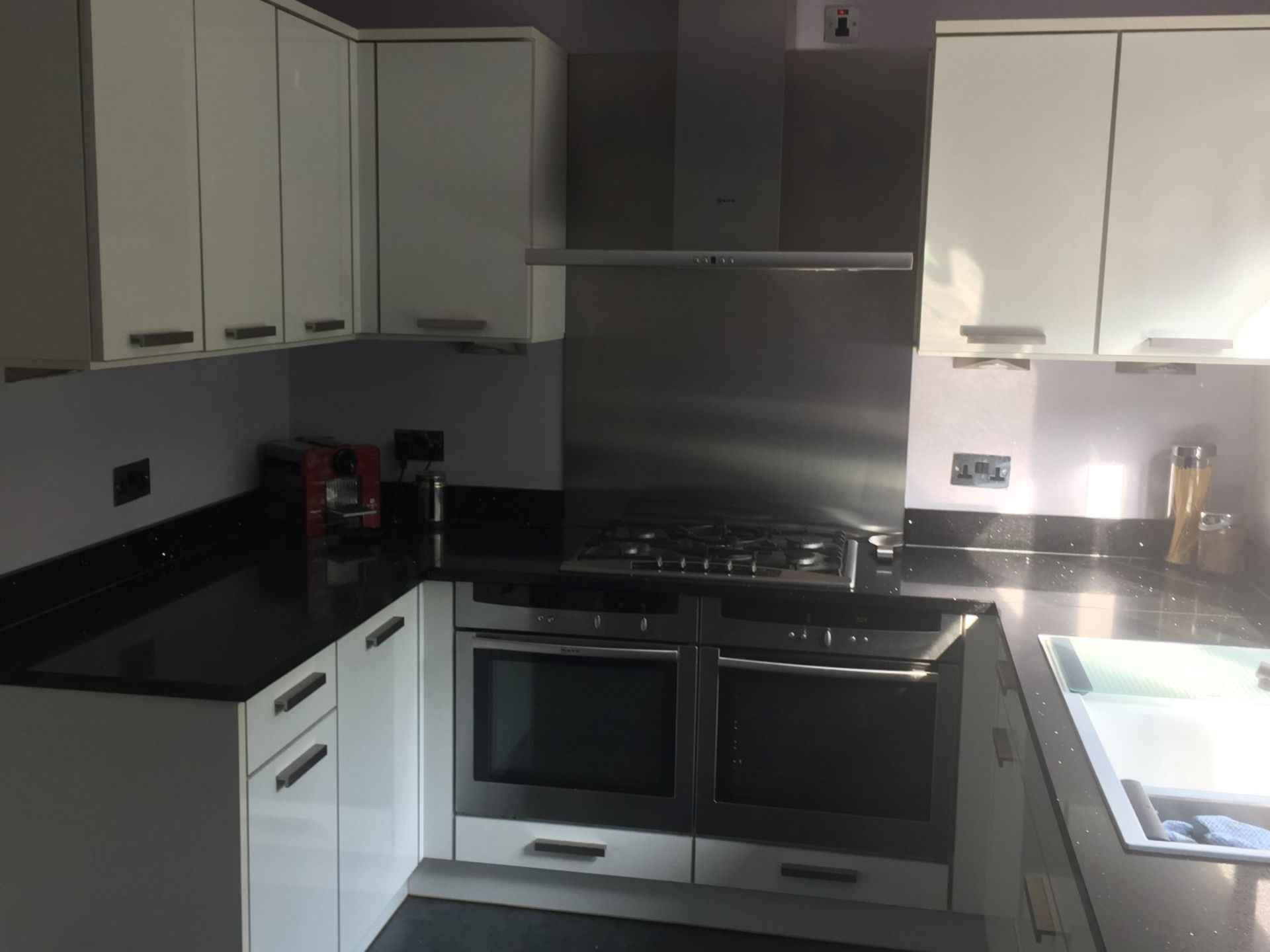 1 x RWK Einbaukuchen Contemporary White Gloss Fitted Kitchen With Galaxy Quartz Worktops and - Image 52 of 75