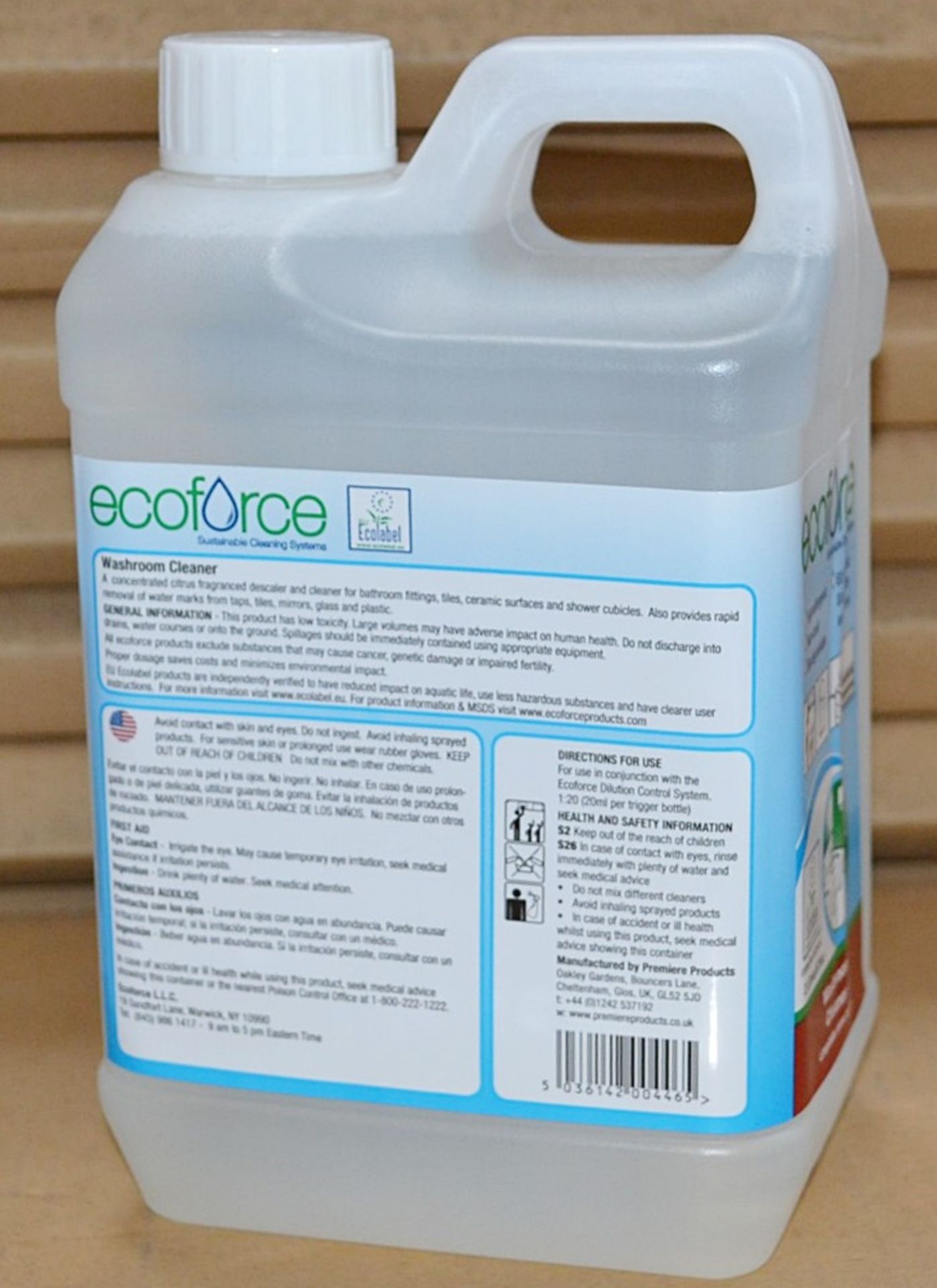 4 x 2 Litre Ecoforce Concentrated Washroom Cleaner - New & Boxed Stock - CL083 - Ref: 11605 - - Image 4 of 8