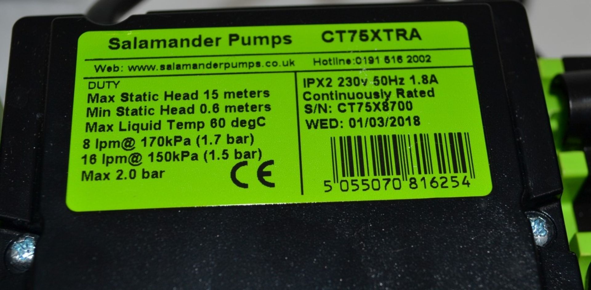 1 x Salamander CT75 Xtra 2.0 Bar Twin Positive Shower Pump - Ref: MBI017 - CL190 - Unused Boxed - Image 4 of 6