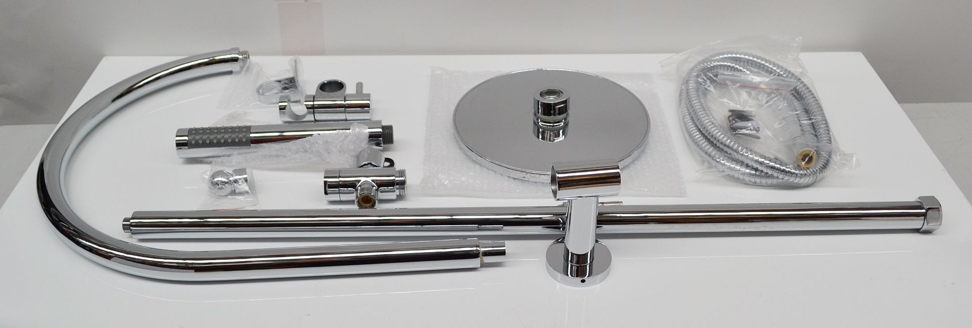 1 x ZEPHYR Shower Kit with Round Head and Minimalist Handset - Chrome - Ref: MBI004 - CL190 - H116 x - Image 3 of 7