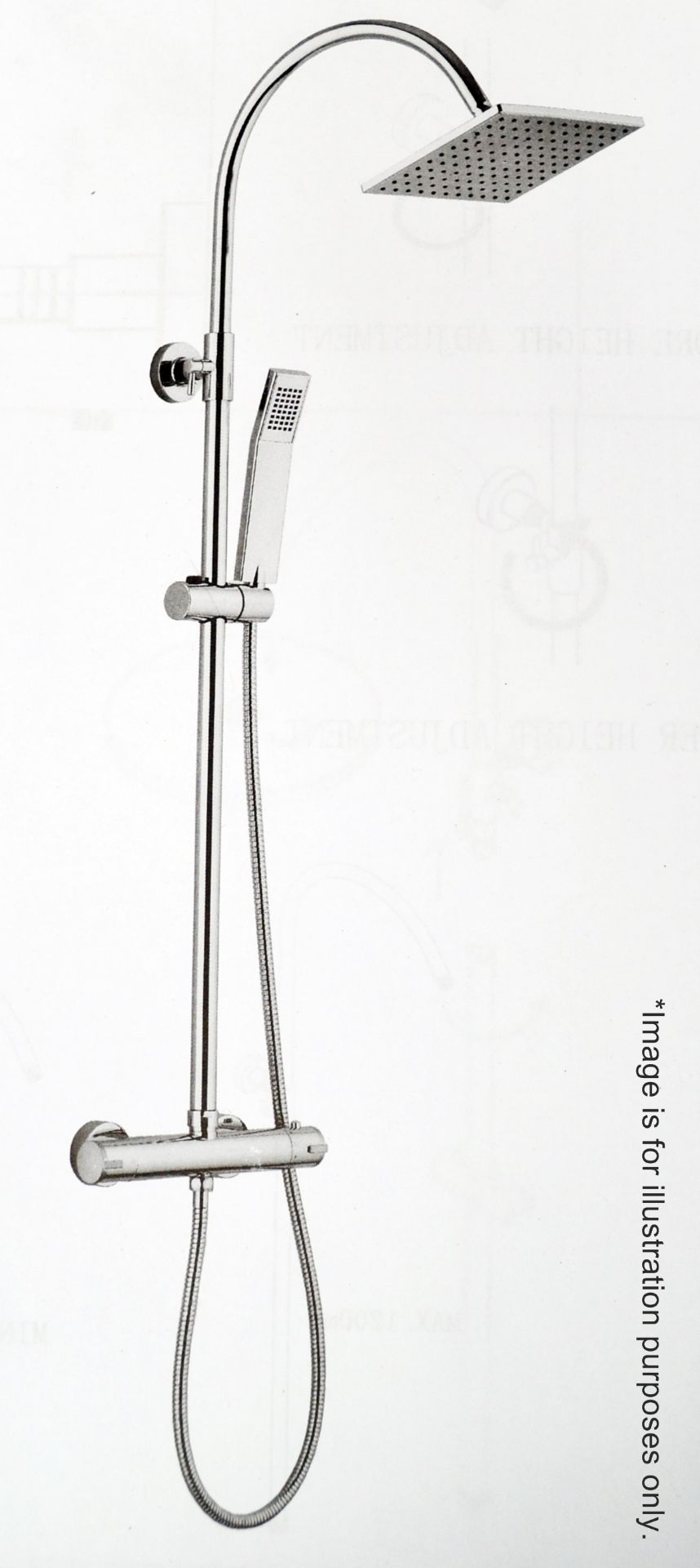 1 x ARIA Square Head Thermostatic Shower Kit - Chrome - CILISS5 - Ref: MBI003 - CL190 - Location: