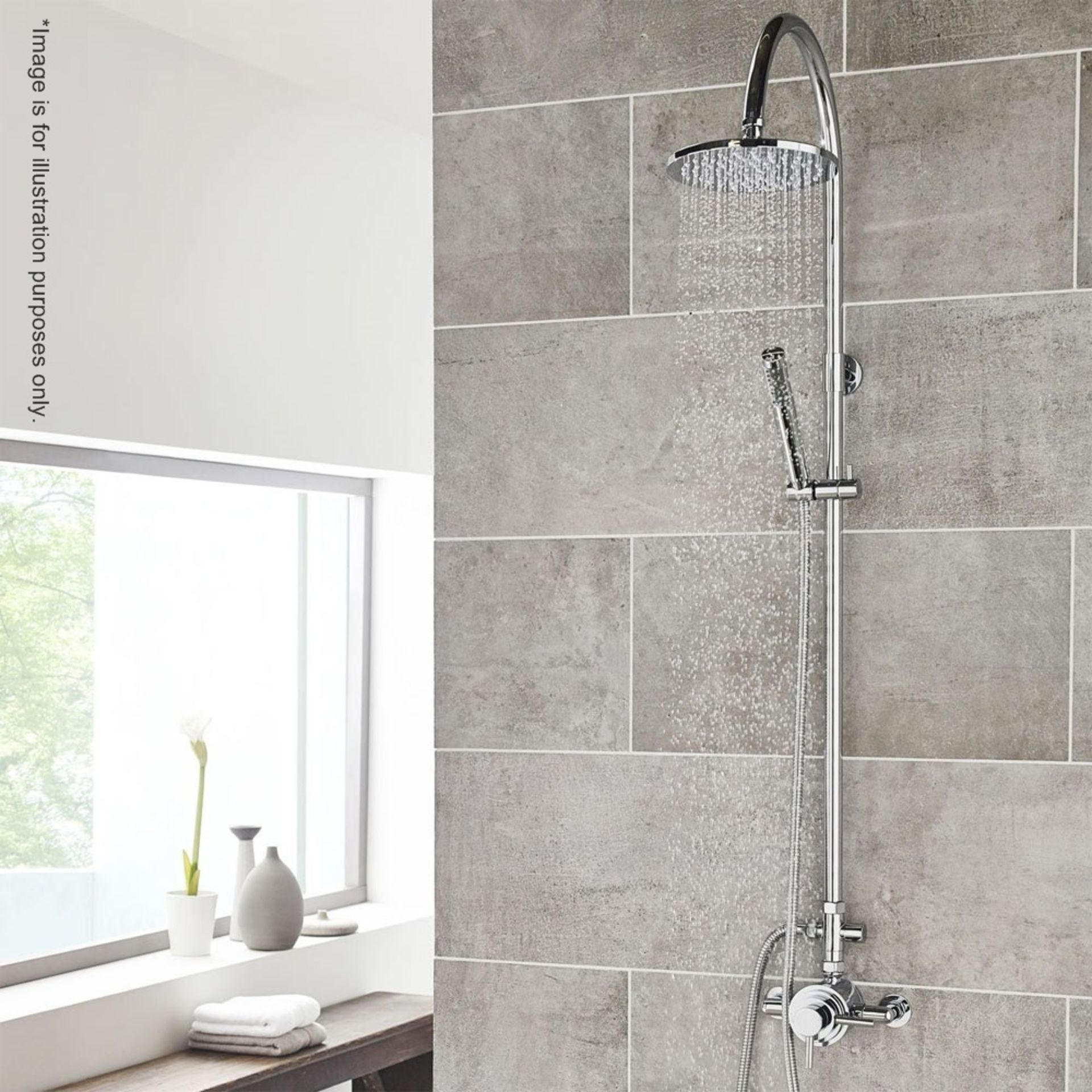 1 x ZEPHYR Shower Kit with Round Head and Minimalist Handset - Chrome - Ref: MBI004 - CL190 - H116 x