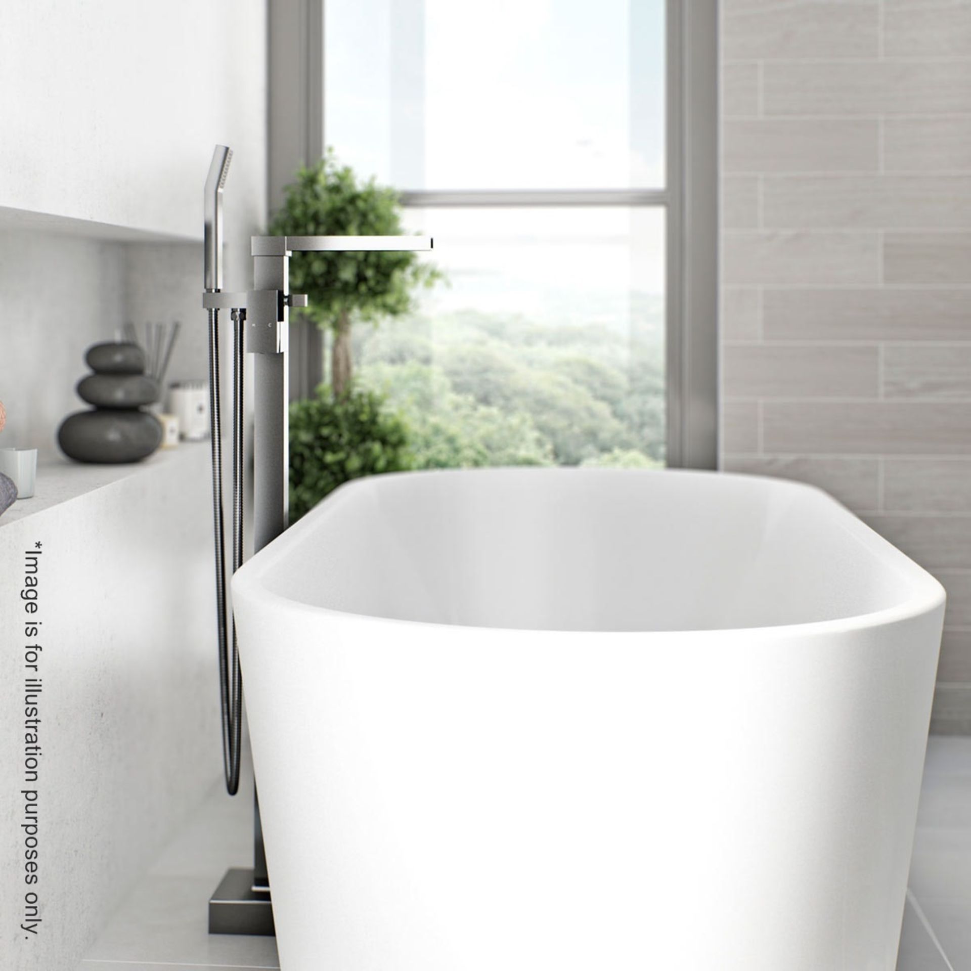 1 x Freestanding Bath Filler Tap - Brass Freestanding Bath Filler - Contemporary Design With