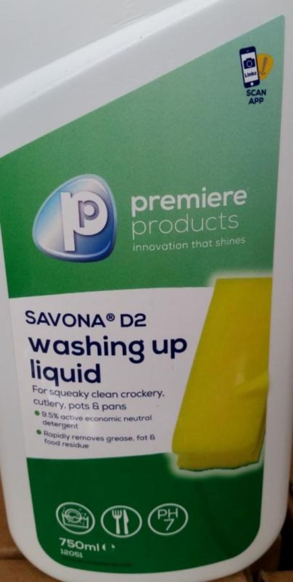 12 x Premiere Products 750ml Savona D2 Washing Up Liquid - For Squeaky Clean Crockery, Cutlery, Pots - Image 3 of 6