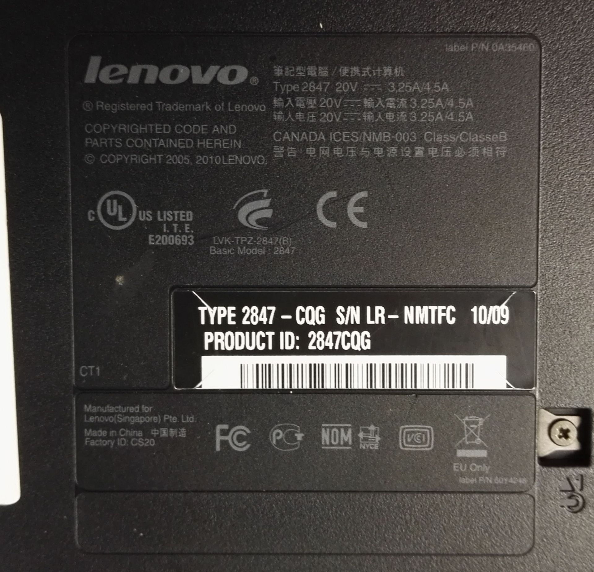 1 x Lenovo Thinkpad SL510 Laptop Computer - Features a 15.6 Inch Screen, Intel Core 2 Duo T6670 2.2g - Image 6 of 8