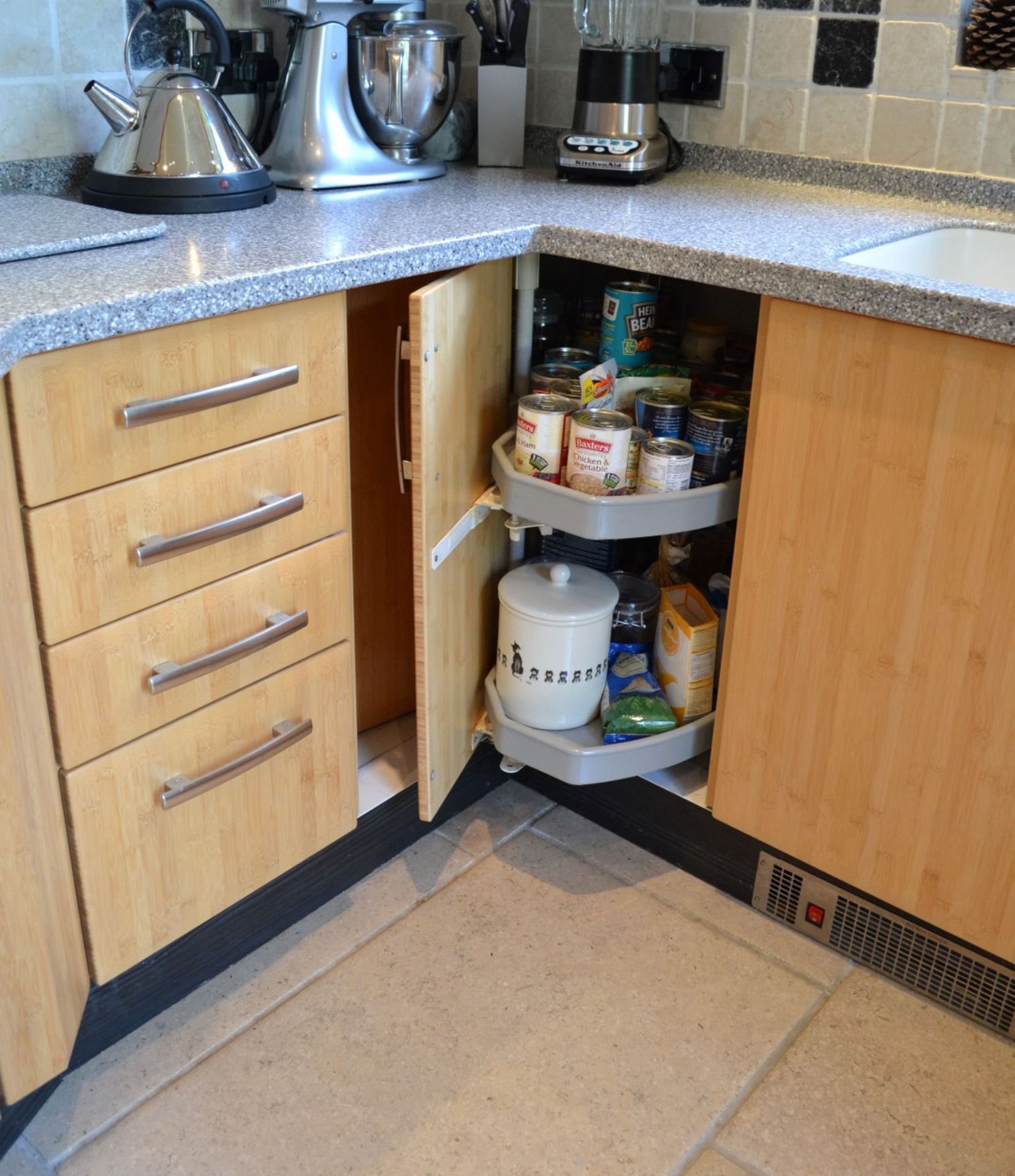 1 x Contemporary Beech Fitted Kitchen Featuring Corian Worktops And Integrated Appliances From Neff, - Image 12 of 19