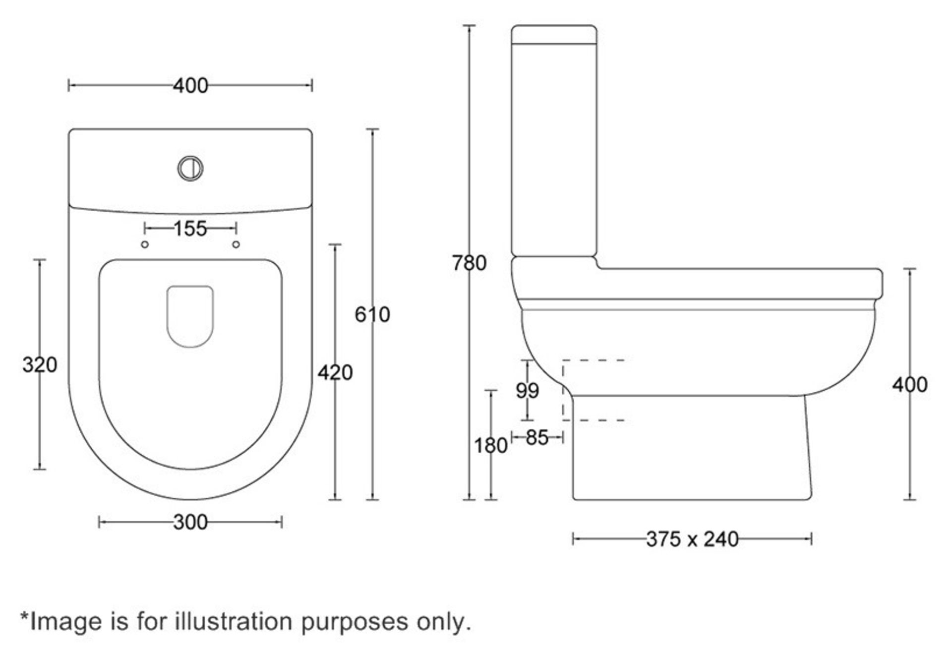 1 x COMO Close Coupled Toilet With Cistern + Soft Close Toilet Seat - Ref: GMJ016A - Unused - Image 3 of 3