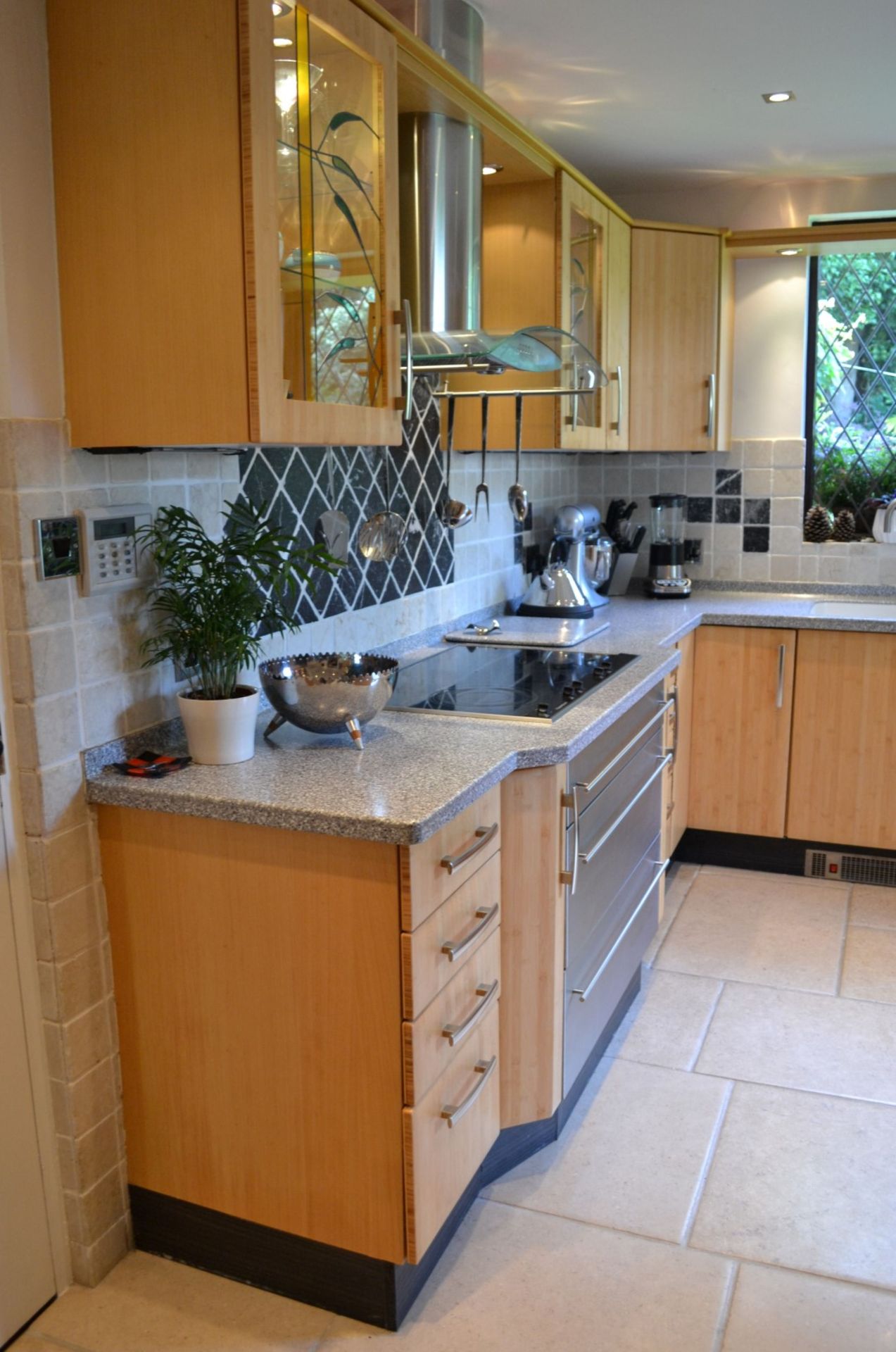 1 x Contemporary Beech Fitted Kitchen Featuring Corian Worktops And Integrated Appliances From Neff, - Image 6 of 19