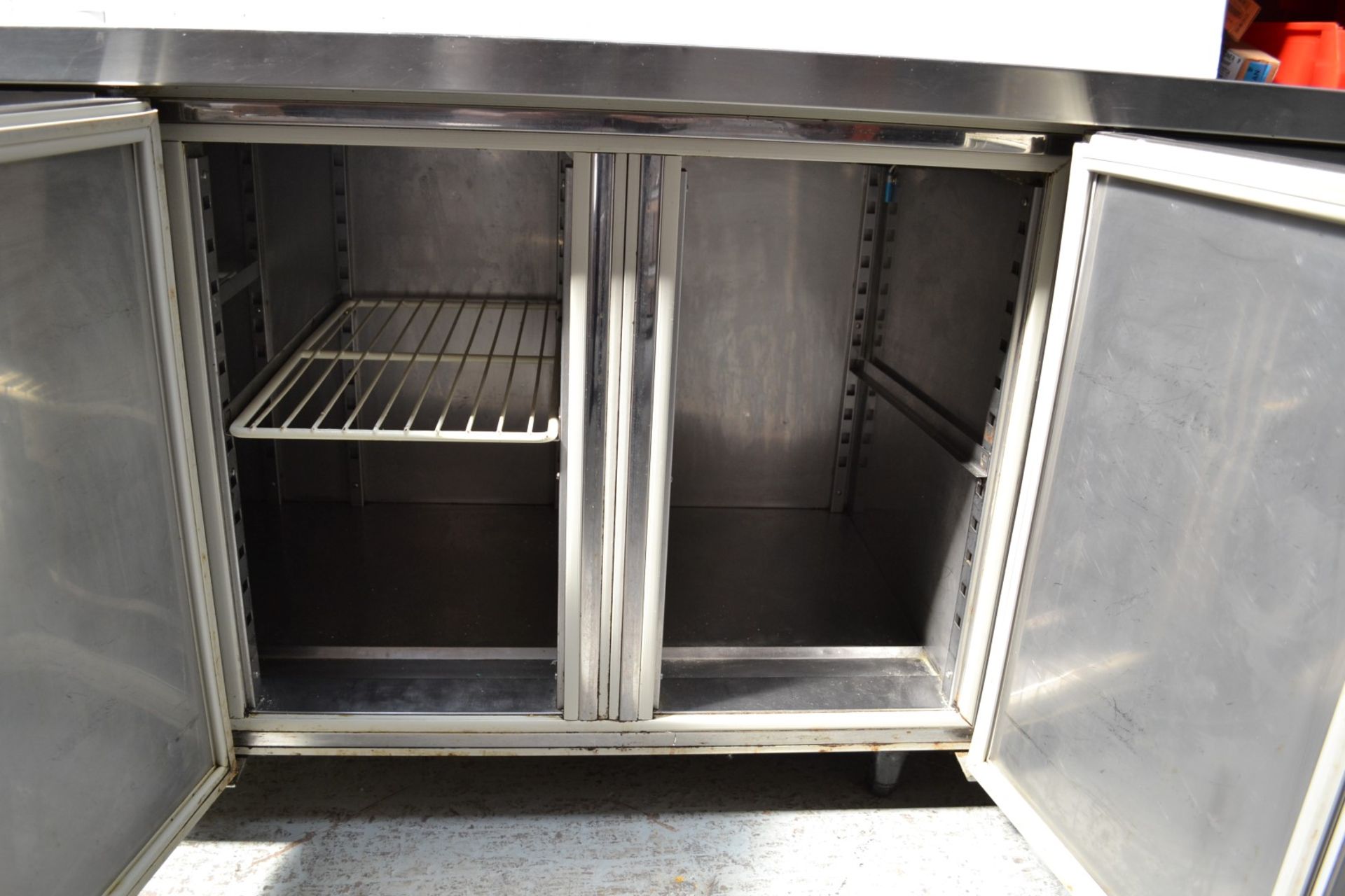 1 x Stainless Steel Commercial Refrigerated Counter With 3-Door Storage - Dimensions: W179 x D70 x H - Image 4 of 7