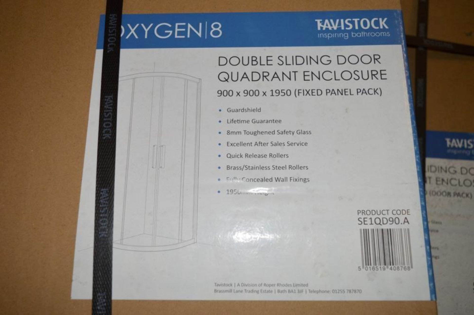 1 x Tavistock Oxygen 8 Double Sliding Door Quadrant Shower Enclosure - 900x900x1950mm - New Boxed St - Image 2 of 2