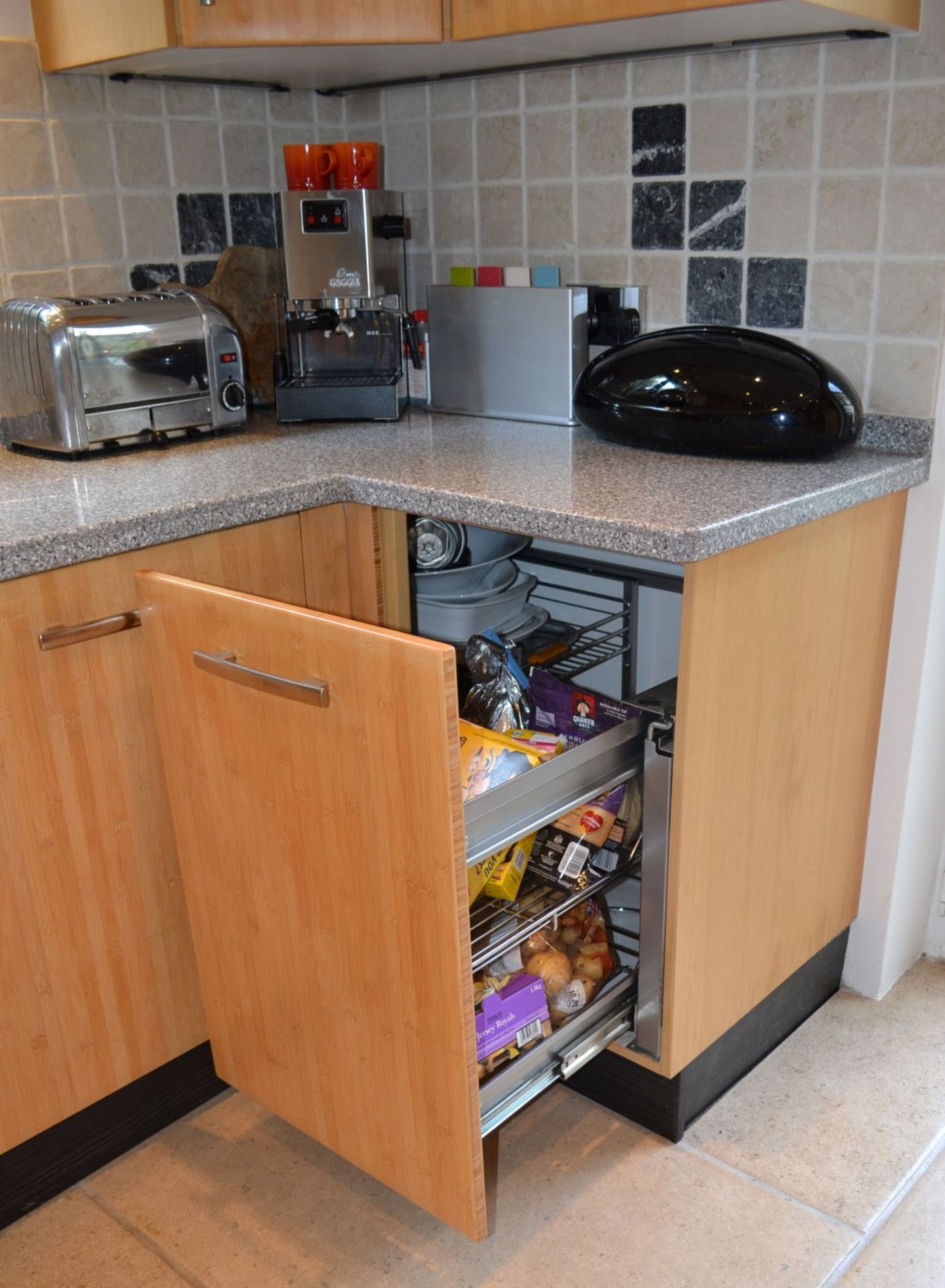 1 x Contemporary Beech Fitted Kitchen Featuring Corian Worktops And Integrated Appliances From Neff, - Image 11 of 19