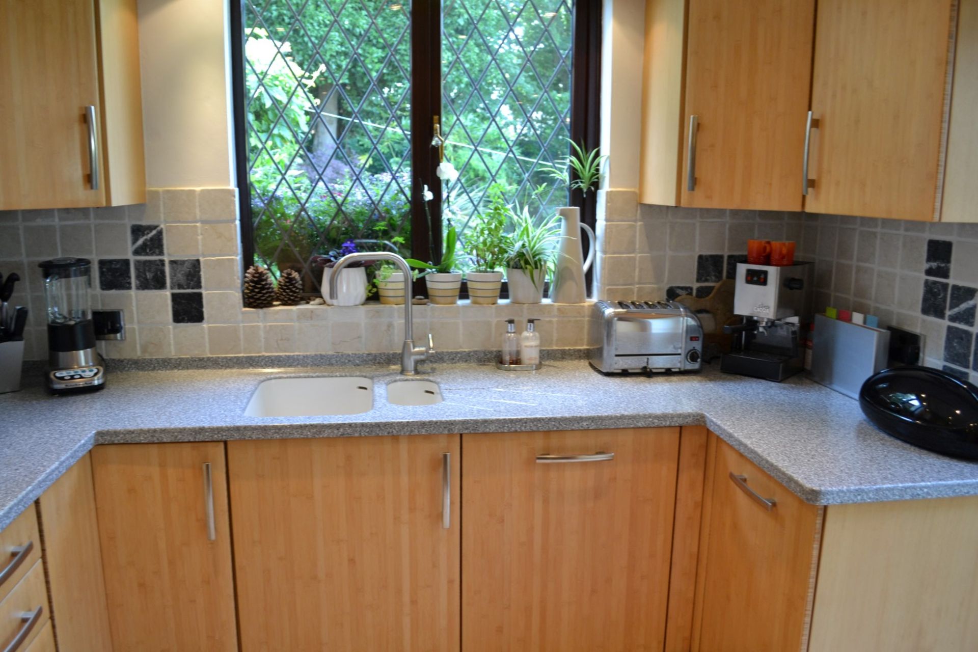 1 x Contemporary Beech Fitted Kitchen Featuring Corian Worktops And Integrated Appliances From Neff, - Image 8 of 19