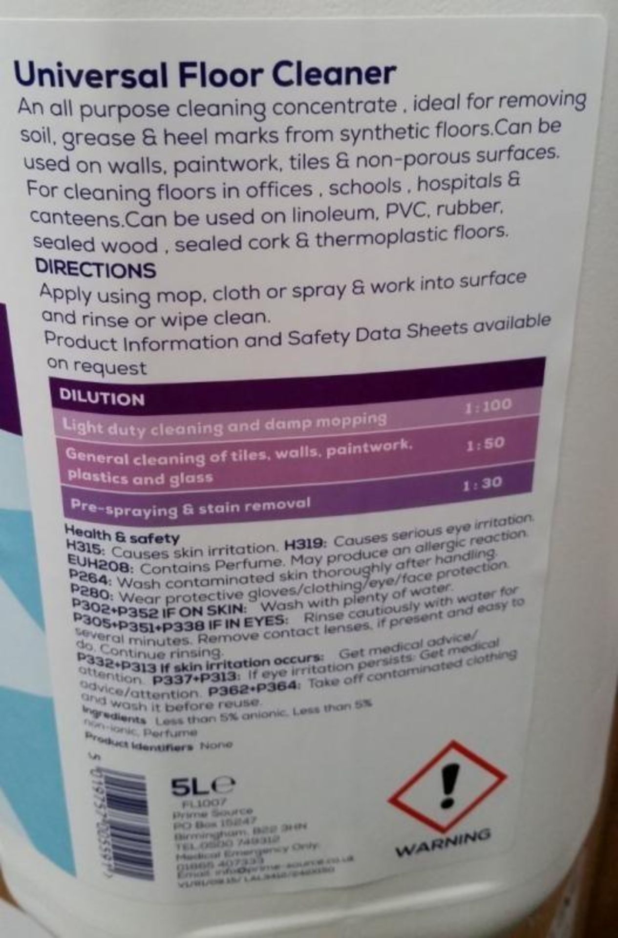 10 x Floor Line Professional 5 Litre Universal Floor Cleaner - Removes Soil & Heel Marks - Fast & Ef - Image 2 of 7