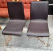 2 x Faux Leather Dining Chairs - Brown with Chrome Legs - H85 x W41 x D44cm - Ref: MWI018 - CL218 -