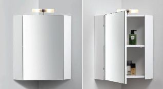 1 x Contemporary Bathroom Mini Corner Mirror Cabinet with top light - A-Grade - Ref:AMC12-COR - CL17