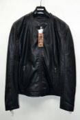 1 x GNIOUS "Black Label" Mens Soft Leather Coat - Design: BB - New Stock With Tags - Recent Store Cl
