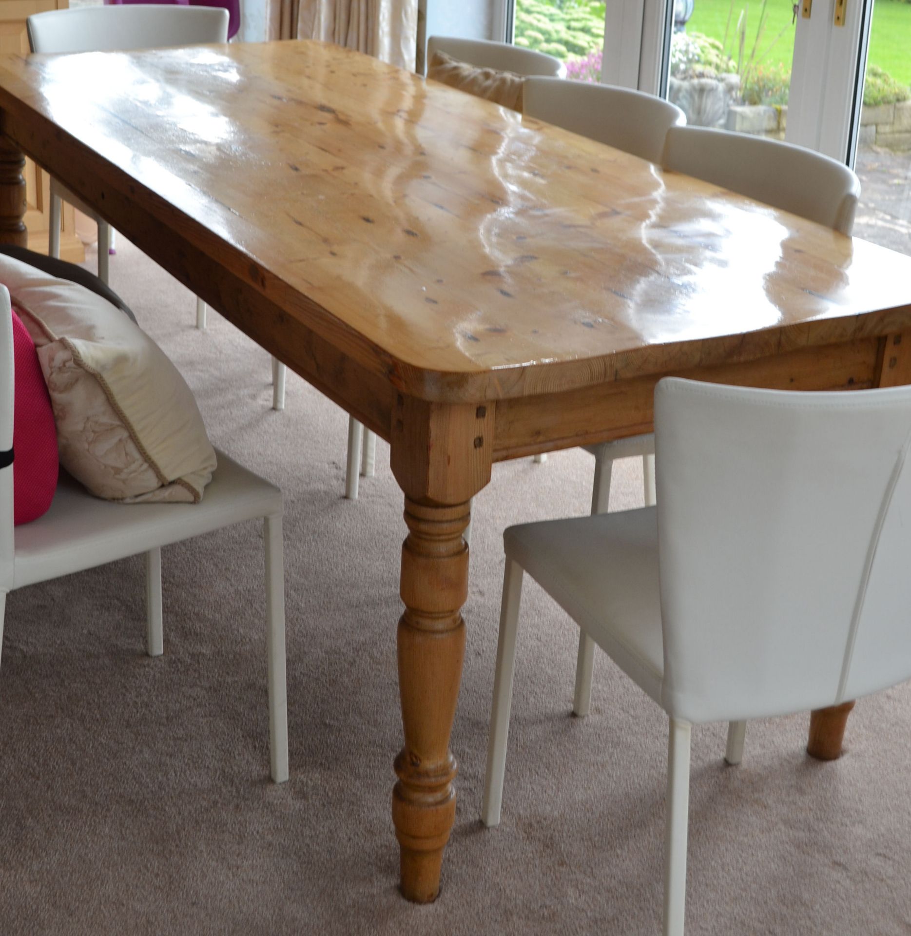 1 x Bespoke Pine Dining Table Made From Reclaimed Church Pews - CL226 - Location: Knutsford WA16 - Image 3 of 9