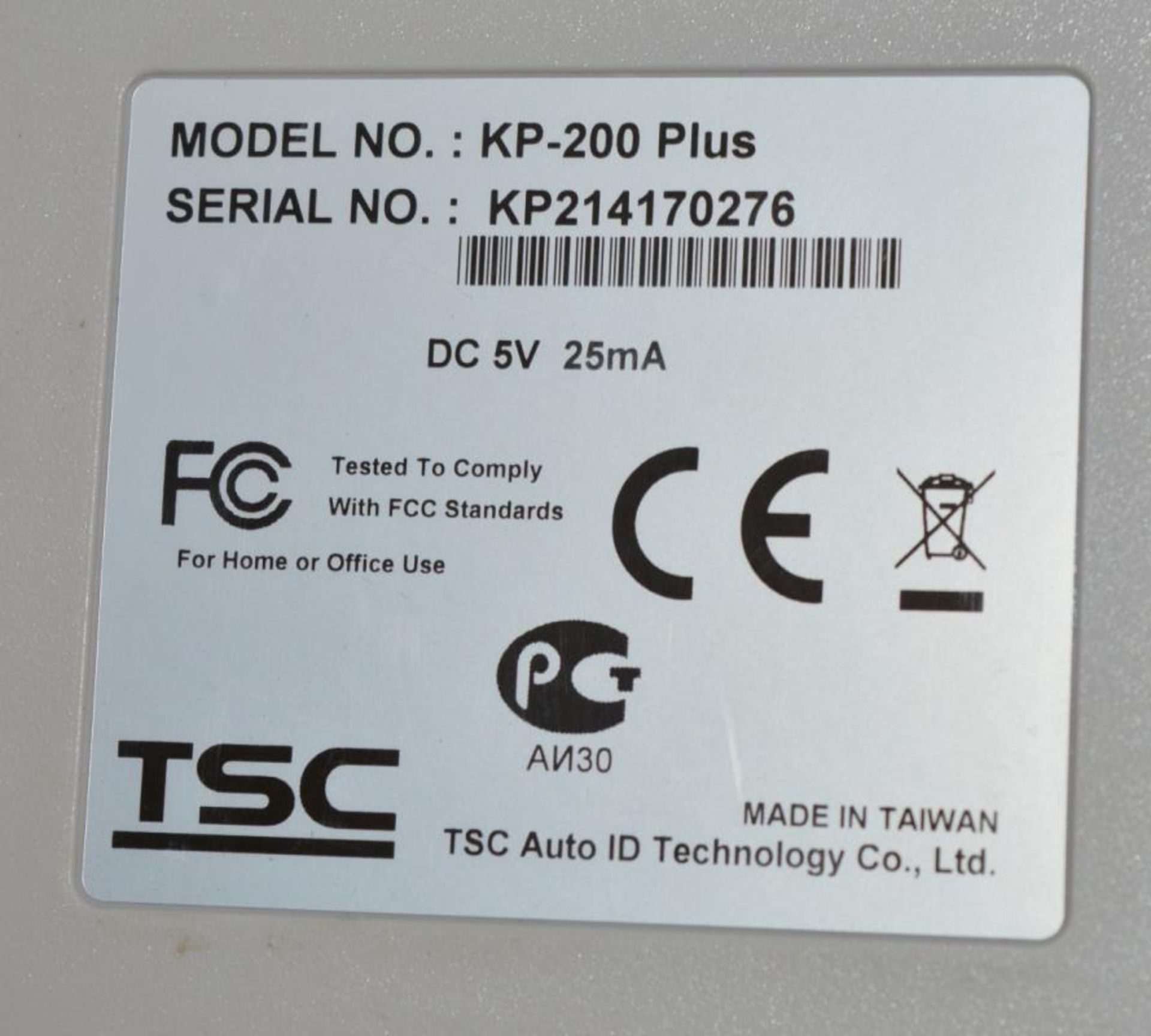 1 x TSC TTP-225 Label Barcode Printer With KP-200 Keyboard, Power Supply, 4 x Rolls of W5890 Wax and - Image 5 of 9