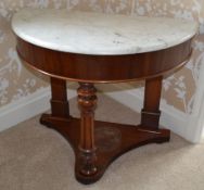 1 x Antique Victorian Demi Lune Marble Top Mahogany Hall Table - CL226 - Location: Knutsfo