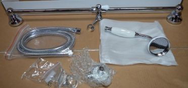 1 x Westminster Traditional Shower Riser Kit With Handset - Type SVSRK4 - Chrome Finish With White C