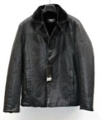 1 x Mens Buttoned Faux Leather Coat / Jacket With A Plush Inner Lining - New With Tags - Recent Stor
