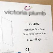 1 x 800mm Frameless Shower Side Panel - BSP4802 - Dimensions: 800 x 1850 x 4mm - Ref: GMB005 - CL190