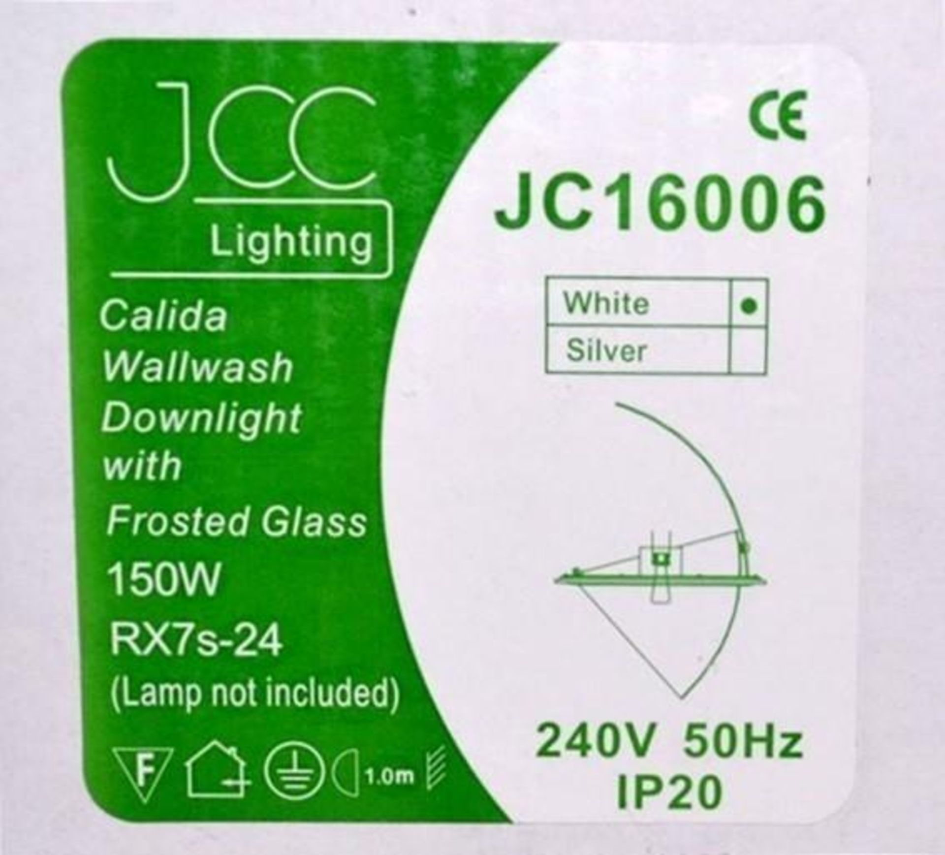 10 x JCC Lighting JC16006 Calida Large Wallwash Downlights With Frosted Lens - Colour: White - New/U - Image 6 of 7