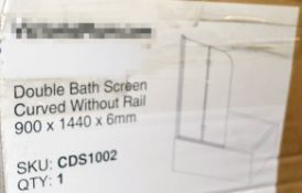 1 x Double Bath Screen Curved Without Rail - CDS1002 - Dimensions: 900 x 1440 x 6mm - Ref: