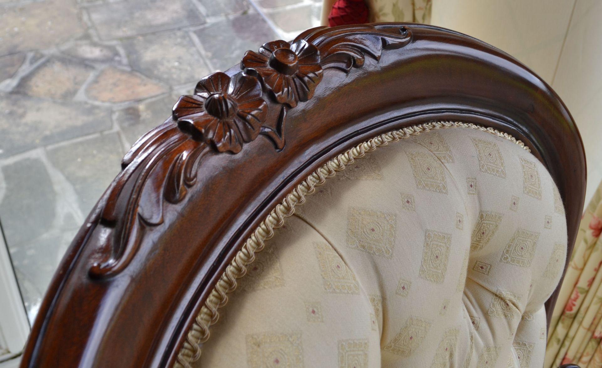 1 x Victorian Style Queen Anne Chair With Ball & Claw Feet and Studded Back - Beautifully - Image 6 of 12