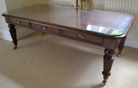 1 x Mahogany Glass Topped Wheeled Low Wooden Coffee Table - CL226 - Location: Knutsford WA16