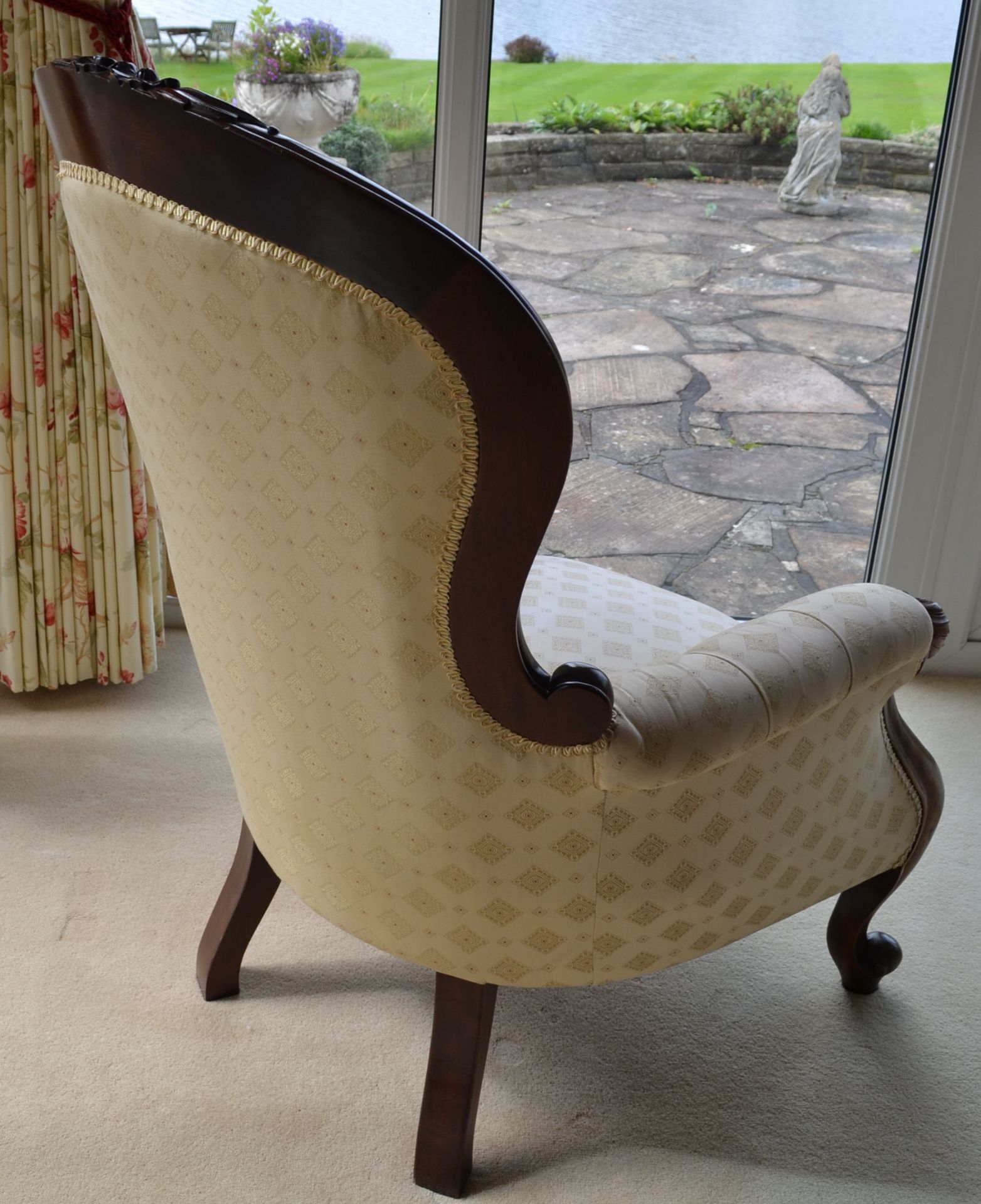 1 x Victorian Style Queen Anne Chair With Ball & Claw Feet and Studded Back - Beautifully - Image 4 of 12