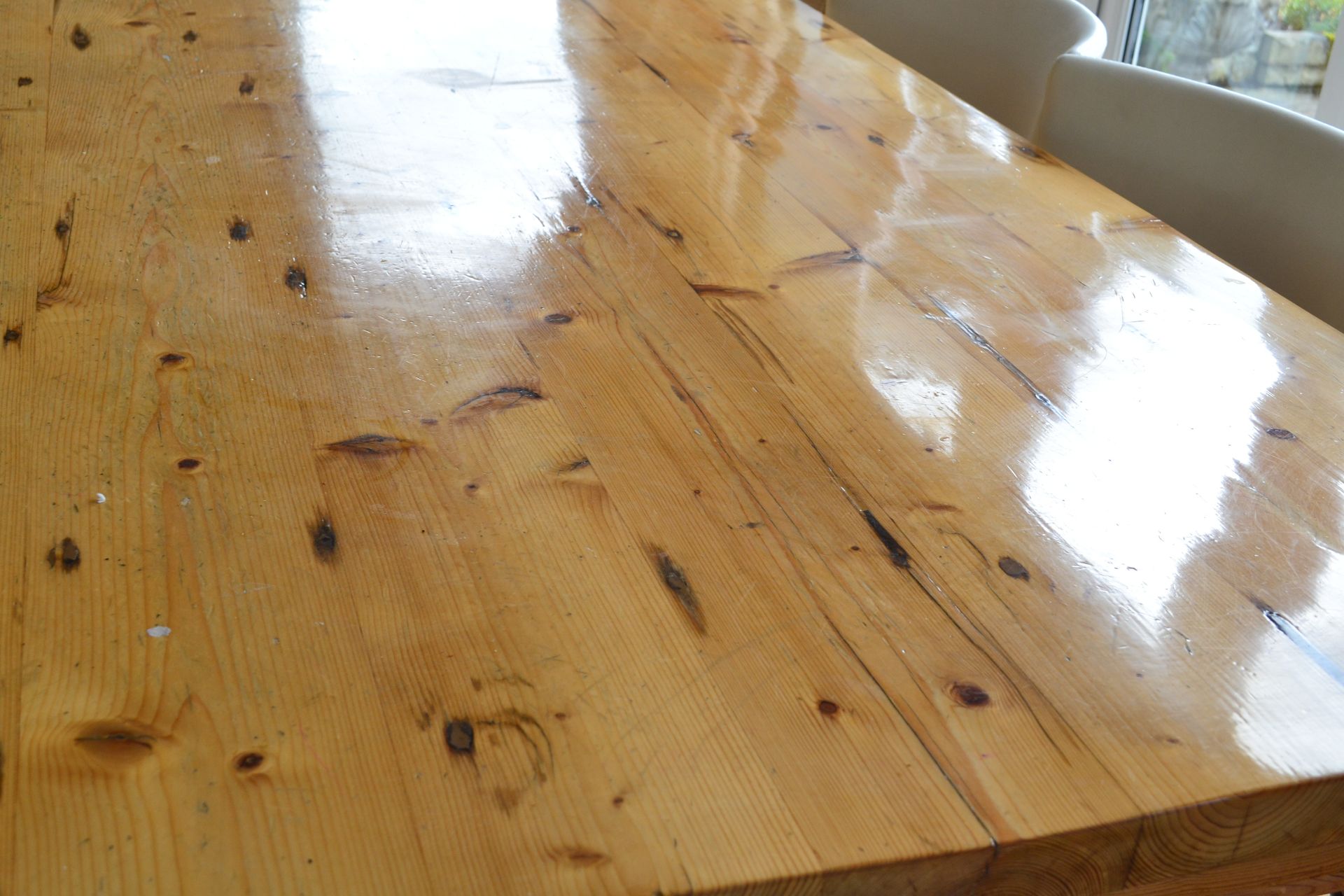 1 x Bespoke Pine Dining Table Made From Reclaimed Church Pews - CL226 - Location: Knutsford WA16 - Image 9 of 9
