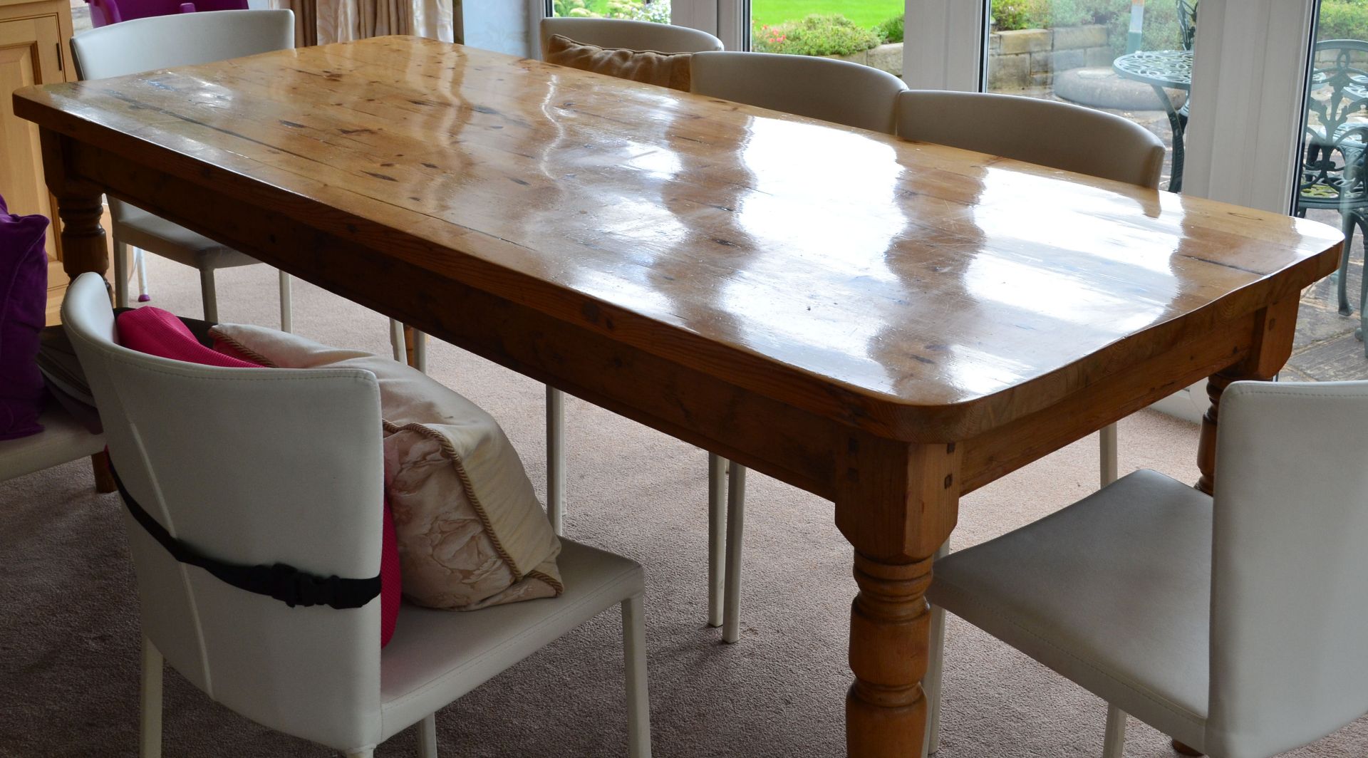 1 x Bespoke Pine Dining Table Made From Reclaimed Church Pews - CL226 - Location: Knutsford WA16 - Image 4 of 9