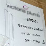 1 x 760mm Frameless Shower Side Panel - BSP7601 - Dimensions: 760 x 1850 x 6cm - Ref: GMB019 - CL190