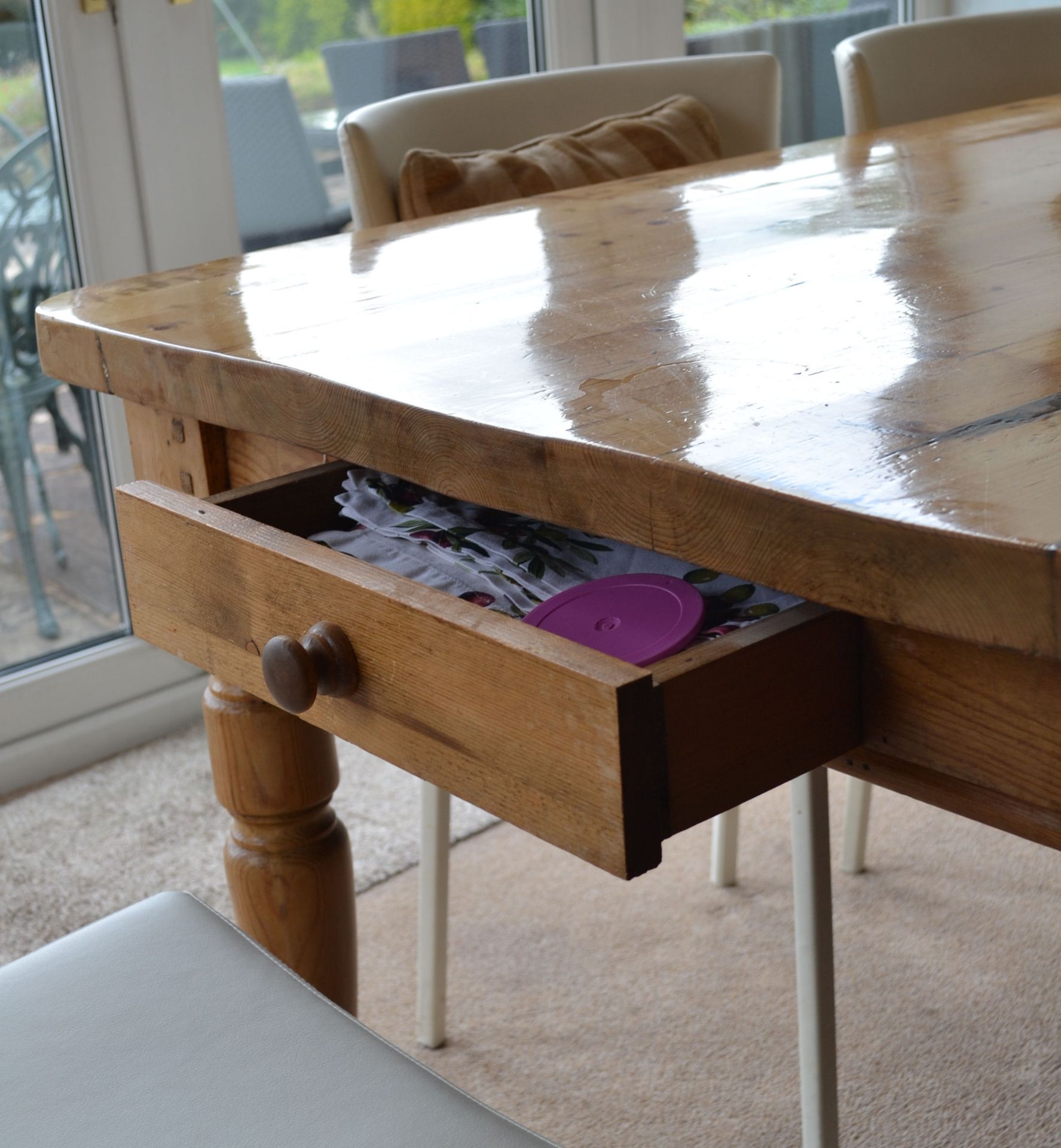 1 x Bespoke Pine Dining Table Made From Reclaimed Church Pews - CL226 - Location: Knutsford WA16 - Image 7 of 9