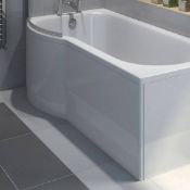 1 x Evesham Left Handed P-Shaped Bath - No Tap Hole - White - Manufactured From High Quality Acrylic