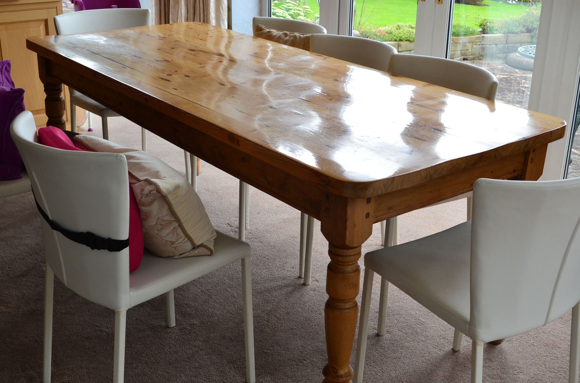 1 x Bespoke Pine Dining Table Made From Reclaimed Church Pews - CL226 - Location: Knutsford WA16 - Image 2 of 9