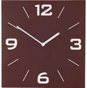 4 x Colour Match Square Wall Clocks - Chocolate Glass Case with Silver Hands and Quartz Movement - S