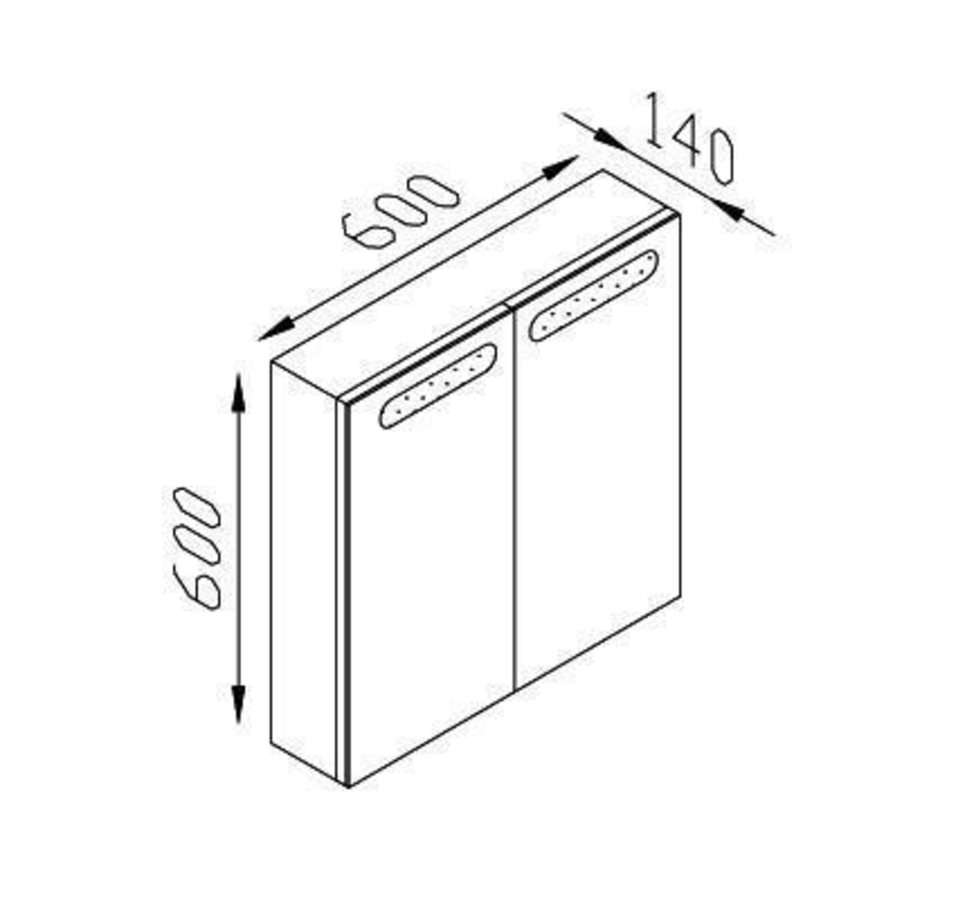 1 x Contemporary Bathroom Eden Mirror Cabinet 60 - A-Grade - Ref:AMC12-060 - CL170 - Location: Notti - Image 2 of 2