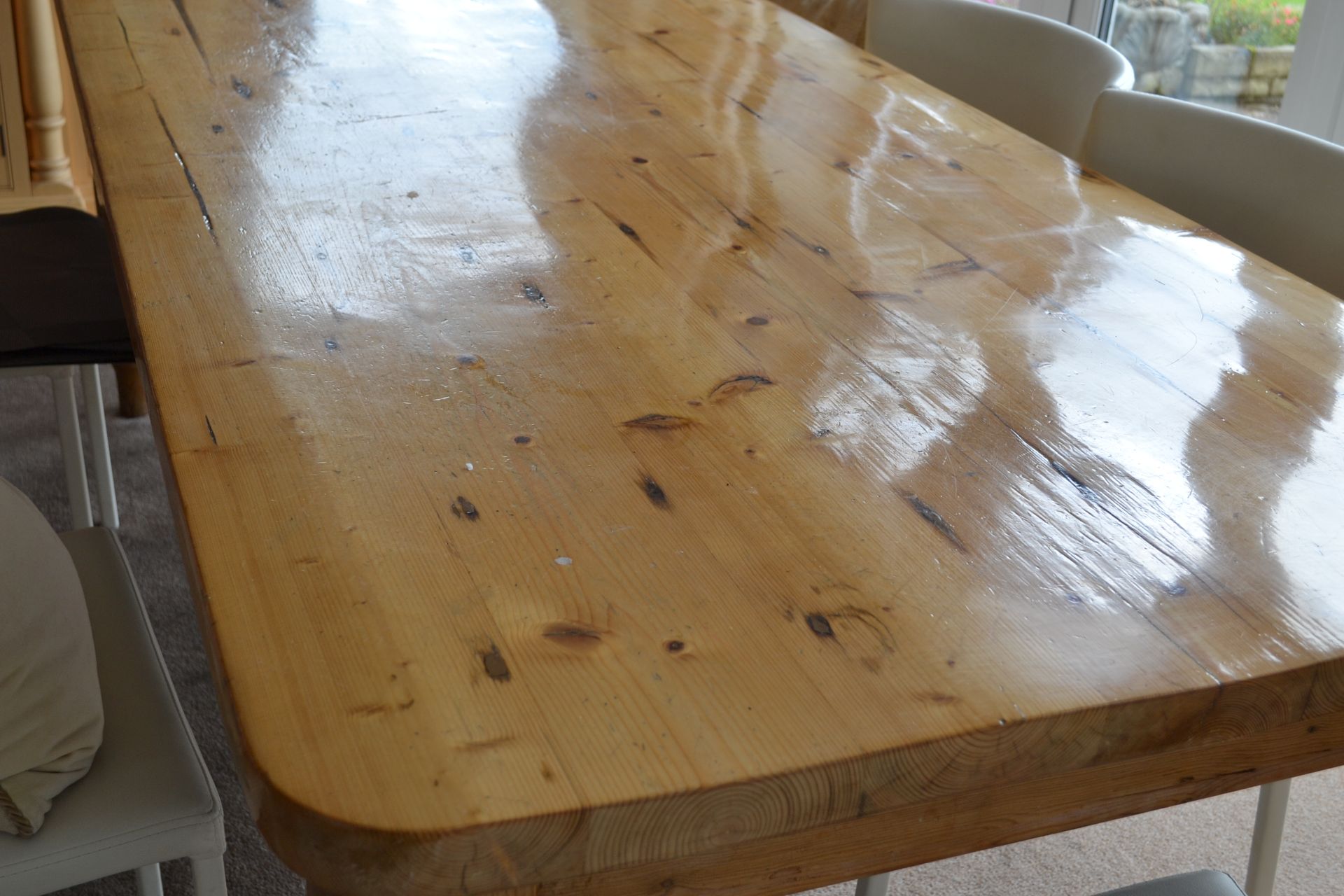1 x Bespoke Pine Dining Table Made From Reclaimed Church Pews - CL226 - Location: Knutsford WA16 - Image 8 of 9