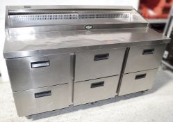 1 x Refrigerated Pizza/Sandwich Prep Counter With 6-Drawer Storage - Model: FPS3HR - Dimensions: