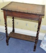 1 x Vintage Carved Wooden Side Table With Barley Twist Legs - CL226 - Location: Knutsford WA16