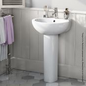 1 x 1 Tap Hole Basin With Pedestal - Dimensions: W55 x D45 x H86cm - Ref: GMB068 - CL190 - Unused