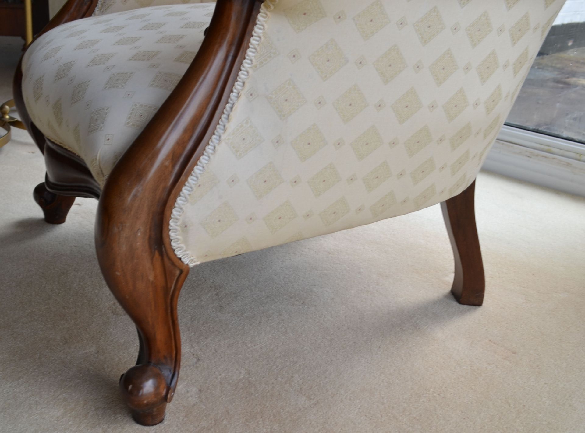 1 x Victorian Style Queen Anne Chair With Ball & Claw Feet and Studded Back - Beautifully - Image 12 of 12