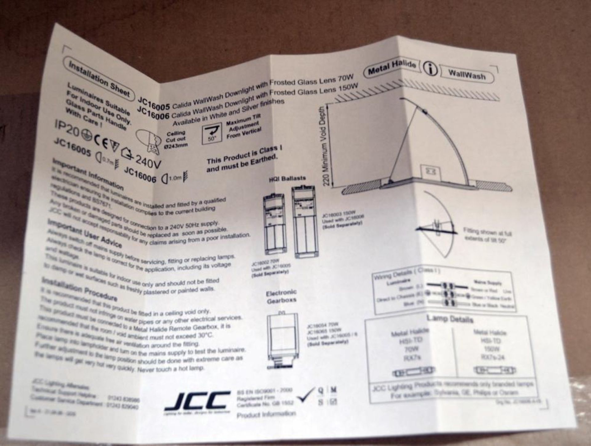 10 x JCC Lighting JC16006 Calida Large Wallwash Downlights With Frosted Lens - Colour: White - New/U - Image 5 of 7