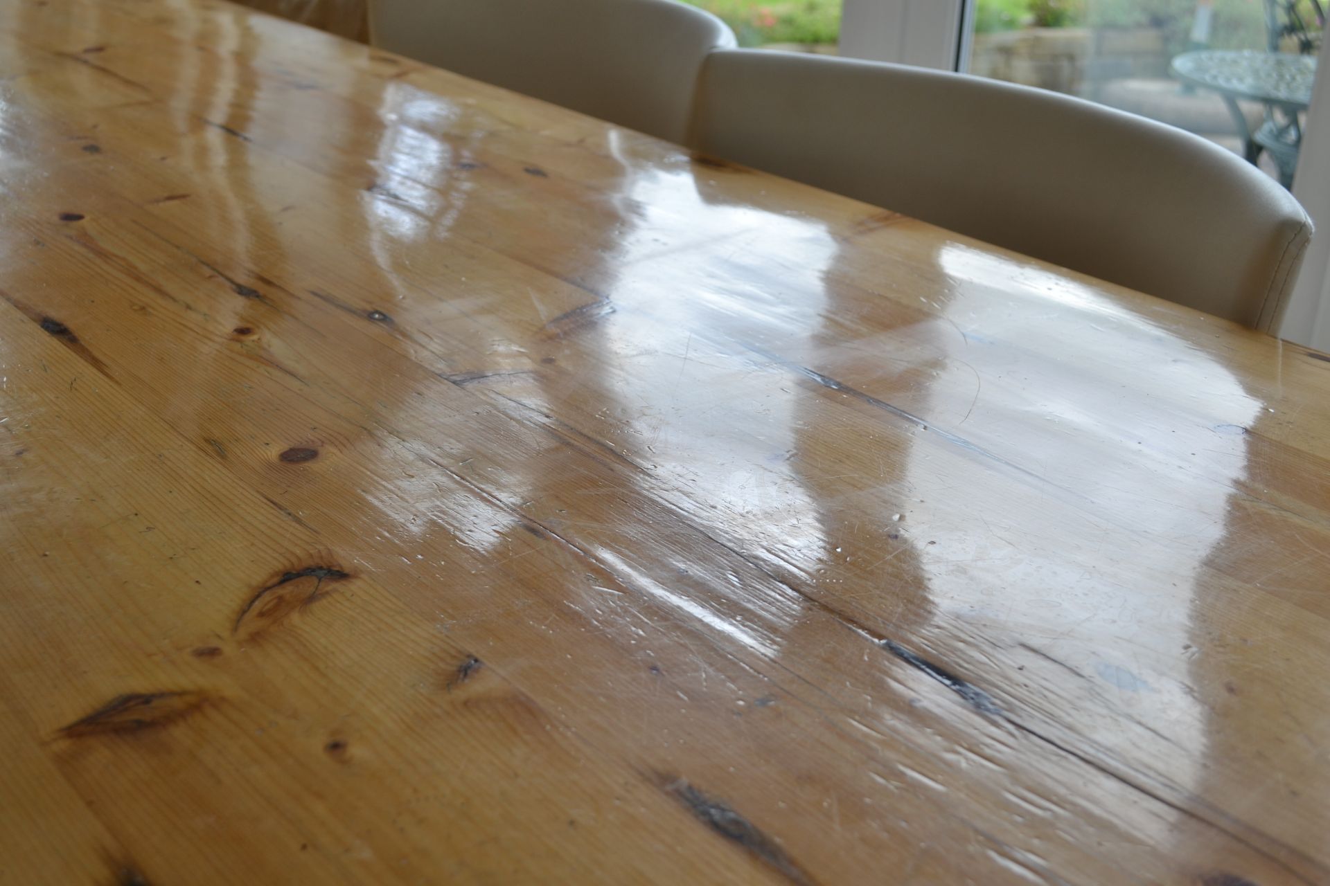 1 x Bespoke Pine Dining Table Made From Reclaimed Church Pews - CL226 - Location: Knutsford WA16 - Image 5 of 9