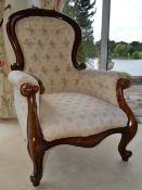 1 x Victorian Style Queen Anne Chair With Ball & Claw Feet and Studded Back - Beautifully