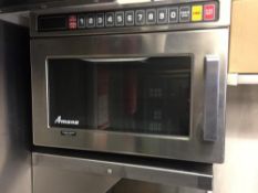 1 x AMANA Commercial 1400 Watt Microwave Oven - Stainless Steel - Dimensions: W42 x D50 x H34cm - Ma