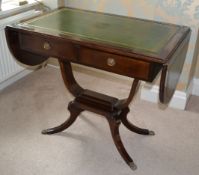 1 x Mahogany Dropleaf Claw Feet Leather Topped Pedestal Table - CL226 - Location: Knutsford WA16